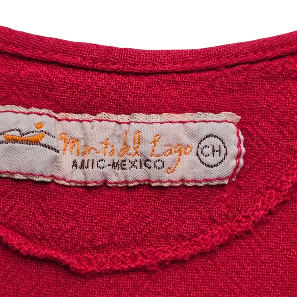 Manta del Lago Tank Top S Pinkish Red Embroidered Boho Artisanal Sleeveless - Picture 4 of 9